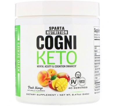 Sparta Nutrition, Keto Series, препарат для улучшения когнитивных функций Cogni Keto, вкус персик-манго, 8,47 унц. (240 г)