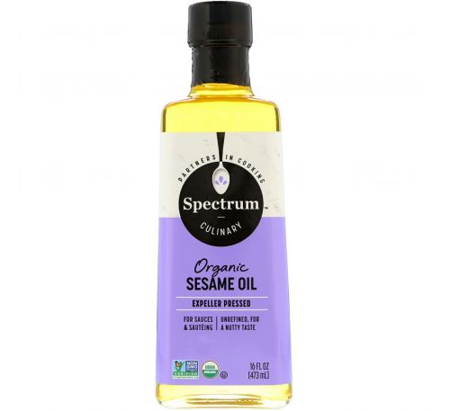Spectrum Culinary, Органическое кунжутное масло, нерафинированное, 16 жидких унций (473 мл)