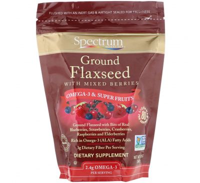 Spectrum Essentials, Молотые семена льна со смесью ягод, 12 унций (340 г)