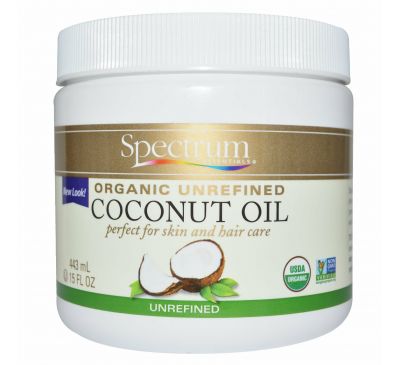 Spectrum Essentials, Органическое, кокосовое масло, нерафинированное, 15 жидких унций (443 мл)