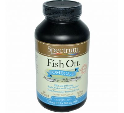 Spectrum Essentials, Рыбий жир 1000 мг, 250 капсул