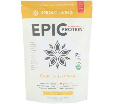 Sprout Living, Феноменальный Протеин на Растительной Основе, Ванильная Лукума, 1 фунт (454 г)