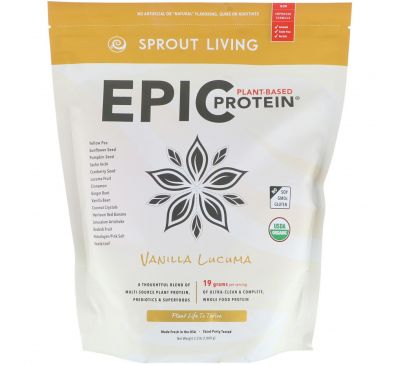 Sprout Living, Растительный Epic Protein, ваниль и лукума, 1000 г
