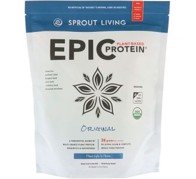 Sprout Living, Растительный протеин Epic, оригинальный вкус, 2,2 фунта (1000 г)