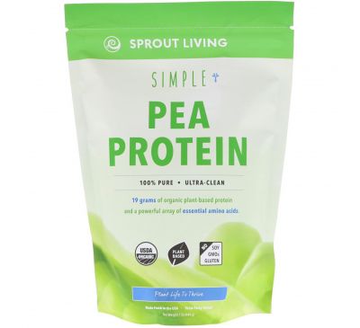 Sprout Living, Simple, гороховый белок, 1 фунт (440 г)
