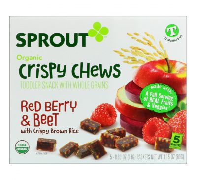 Sprout Organic, Хрустящие тянучки, красные ягоды и свекла, 5 пакетиков по 0,63 унции (18 г)