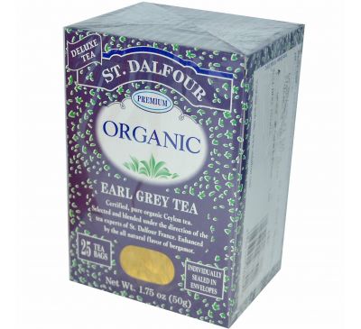 St. Dalfour, Органический чай с бергамотом, 25 чайных пакетов, 50 г