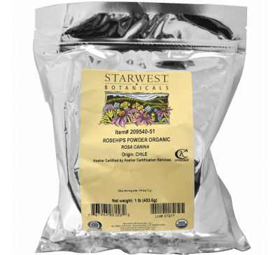 Starwest Botanicals, Плоды шиповника в порошке, органические, 1 фунт (453,6 г)