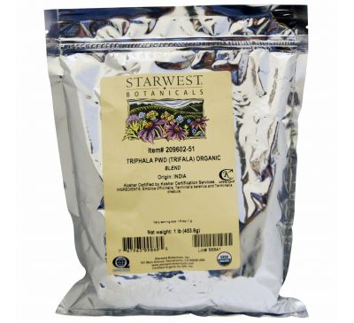Starwest Botanicals,  Порошковая смесь органической трифалы, 1 фунт (453,6 г)
