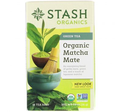 Stash Tea, Green Tea, Organic Matcha Mate, 18 Tea Bags, 1.2 oz (36 g)