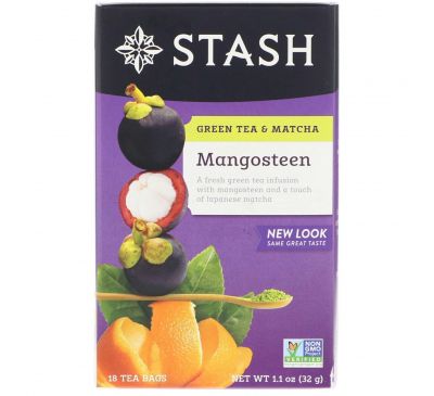 Stash Tea, Green Tea & Matcha, Mangosteen, 18 Tea Bags, 1.1 oz (32 g)