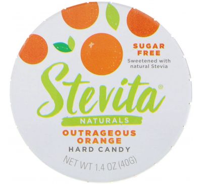Stevita, Naturals, леденцы без сахара, возмутительный апельсин, 40 г