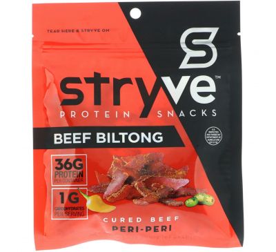 Stryve Foods, Protein Snacks Beef Biltong, Peri Peri, 2.25 oz (64 g)