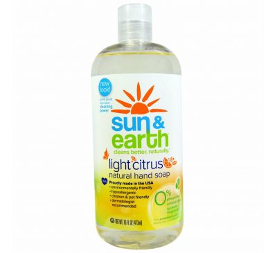 Sun & Earth, Sun & Earth, натуральное мыло для рук, легкий цитрус, 16 жидких унций (473 мл)