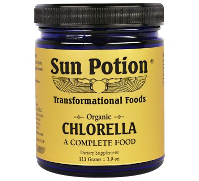 Sun Potion, Порошок Chlorella Algae, Органический, Твердая Обработка, 3,9 унции (111 г)
