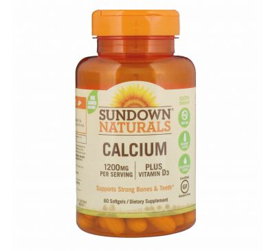 Sundown Naturals, Calcium, Plus Vitamin D3, 1200 mg, 60 Softgels