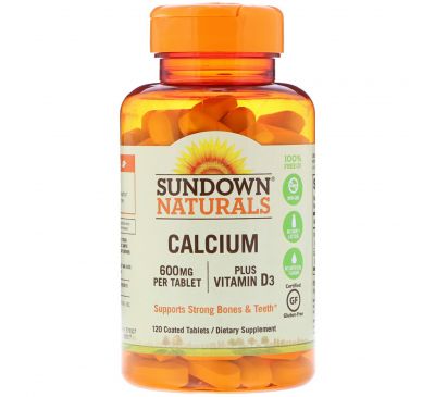 Sundown Naturals, Calcium, Plus Vitamin D3, 600 mg, 120 Coated Tablets