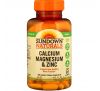 Sundown Naturals, Кальций, магний и цинк, 100 капсул