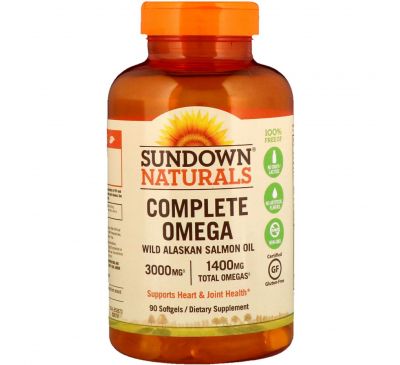 Sundown Naturals, Полная Омега, 1400 мг, 90 мягких желатиновых капсул