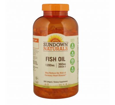 Sundown Naturals, Рыбий жир, 1200 мг, 300 мягкие капсул