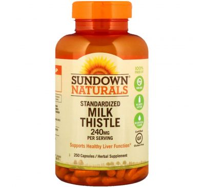 Sundown Naturals, Стандартизированная расторопша пятнистая, 240 мг, 250 капсул