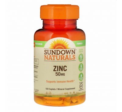 Sundown Naturals, Zinc, 50 mg, 100 Caplets