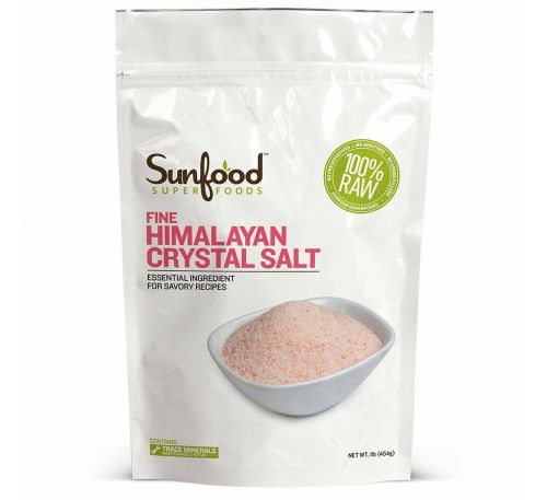 Sunfood, Изысканная гималайская кристаллическая соль, 1 фунт (454 г)