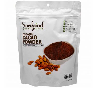 Sunfood, Органически порошок какао, 8 унций (227 г)