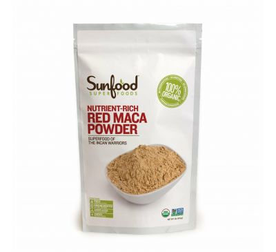 Sunfood, Порошок из красной маки перуанской, обогащенный питательными элементами, 1 фунт (454 г)