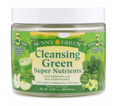Sunny Green, Cleansing Green Super Nutrients, Green Apple, 5.85 oz (166 g)