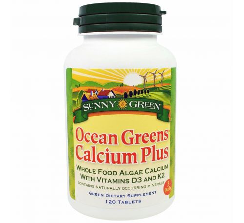 Sunny Green,  Kальций плюс, из океанических водорослей, 120 таблеток