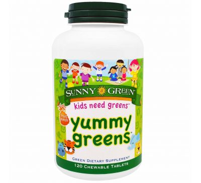 Sunny Green, Вкусная зелень, фруктовый пунш, 120 жевательных таблеток