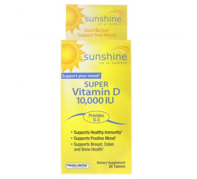 Sunshine, Super Vitamin D, 10,000 IU, 30 Tablets