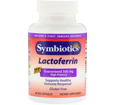 Symbiotics, Лактоферрин, 500 мг, 60 вегакапсул