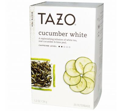 Tazo Teas, Белый чай с огурцом, 20 фильтр-пакетов, 1,2 унции (34 г)