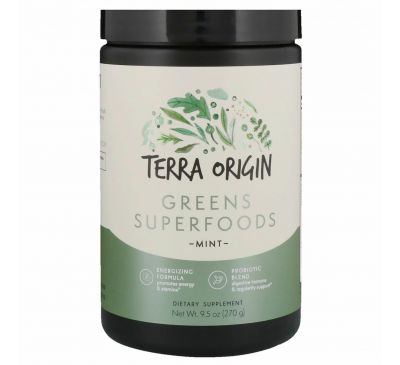 Terra Origin, Greens Superfoods, Mint, 9.5 oz (270 g)