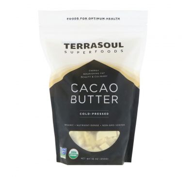 Terrasoul Superfoods, Масло какао холодного отжима, 16 унций (454 г)