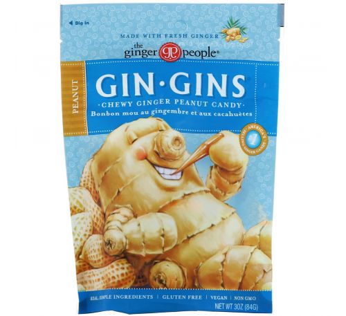 The Ginger People, Gin Gins, Chewy Ginger Peanut Candy, 3 oz (84 g)