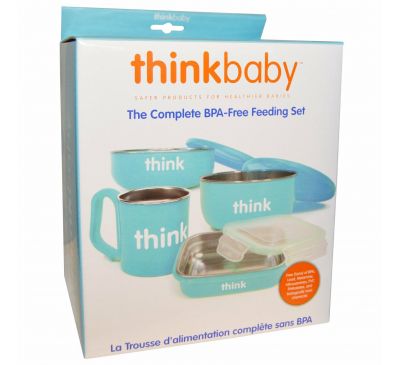 Think, Thinkbaby, Набор детской посуды не содержащий бисфенол А, голубой, 1 набор