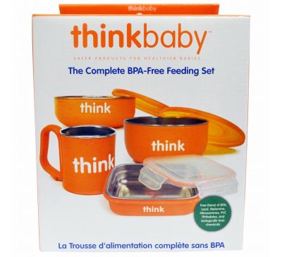 Think, Thinkbaby, Набор детской посуды не содержащий бисфенол А, оранжевый, 1 набор