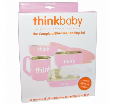 Think, Thinkbaby, Набор детской посуды не содержащий бисфенол А, розовый, 1 набор
