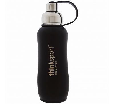Think, Thinksport, Insulated Sports Bottle, Black, 25 oz (750 ml)