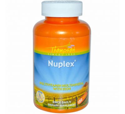 Thompson, Nuplex, мультивитамин и мультиминерал с железом, 180 таблеток