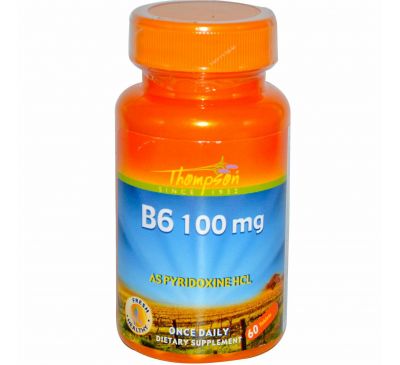 Thompson, Витамин B6, 100 мг, 60 таблеток