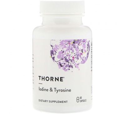 Thorne Research, Йод и тирозин, 60 капсул в растительной оболочке