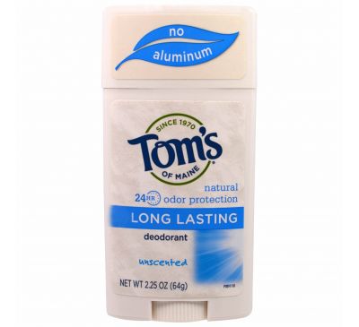 Tom's of Maine, Натуральный долгоиграющий дезодорант, не имеющий запаха, 2,25 унции (64 г)