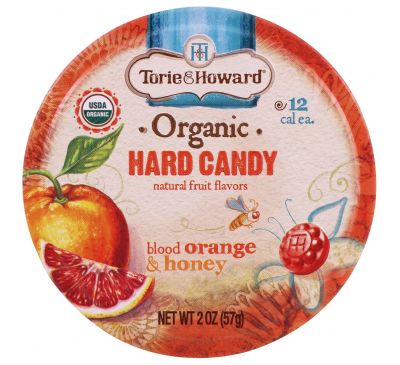 Torie & Howard, Органические леденцы, красный апельсин и мед, 57 г (2 унции)