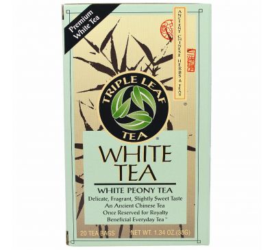 Triple Leaf Tea, Чай белый пион, 20 пакетиков, 38 г