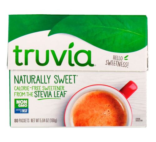 Truvia, Naturally Sweet Calorie-Free Sweetener, 80 Packets, 5.64 oz (160 g)