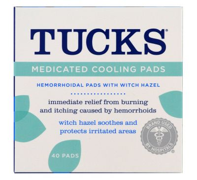 Tucks, Пропитанные лекарством охлаждающие подушечки, 40 подушечек